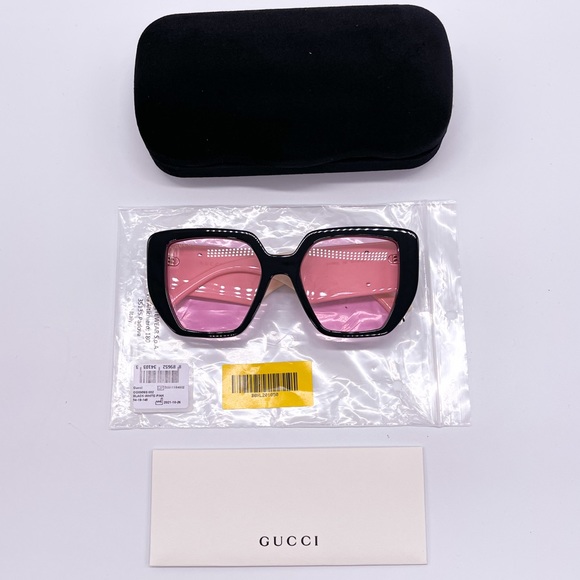 NEW GUCCI GG0956S 002 BLACK PINK WOMEN’S SUNGLASSES GUCCI NEW COLLECTION - Picture 15 of 16
